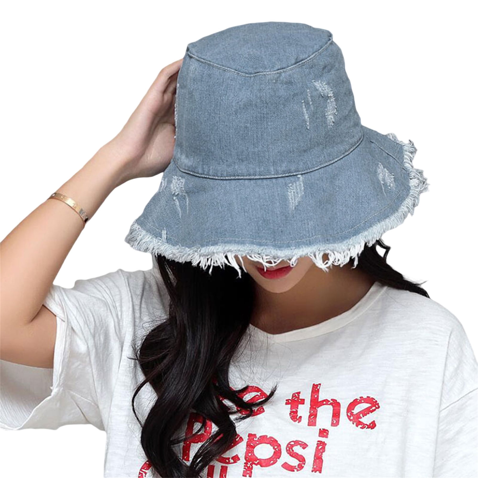 Products :: Cute Bucket Hat for Women and Teens. Fresh Look of Denim and  Linen Patchwork with Flowers, Unique Feminine Prep Fashion, Handmade Size  Large